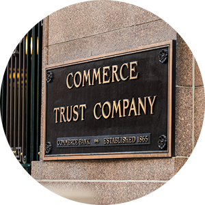 commerce trust plaque on side of building
