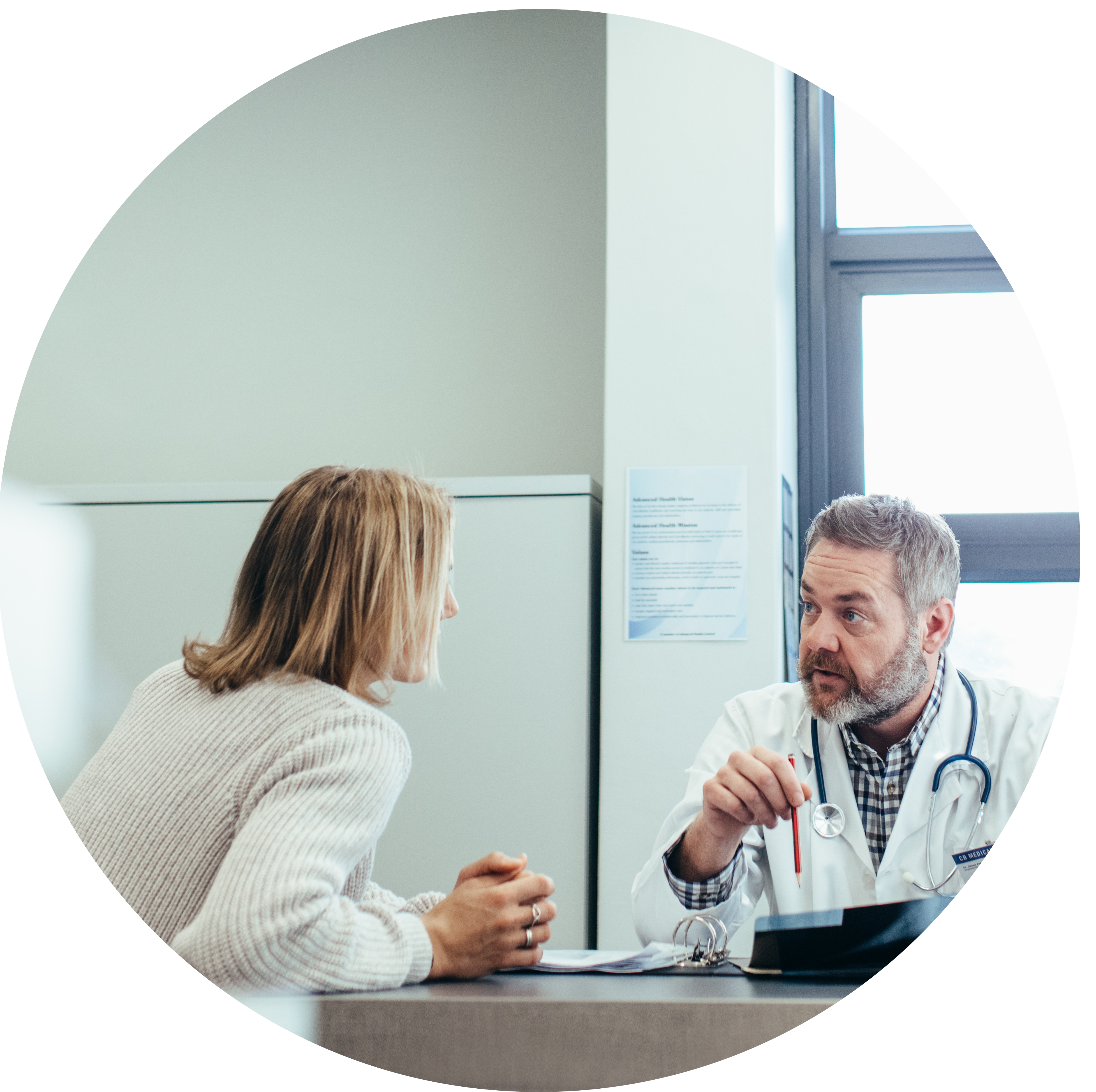 a doctor talking to a patient